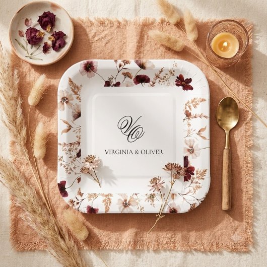 Fall Wildflowers Floral Wedding Papieren Bordje