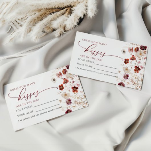 Fall Wildflowers How Many Kisses Shower Game card Plaatskaartje
