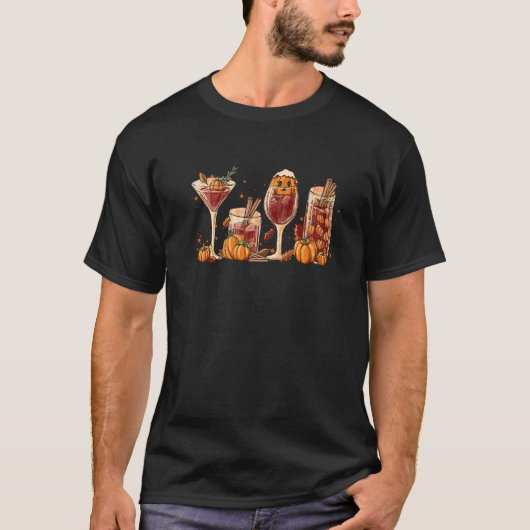 Fall Wine Glasses Pumpkin Spice Fall Autumn Thanks T-shirt (Voorkant)