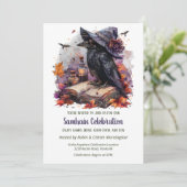 Fall Witch Raven Samhain Spooky Halloween Party Kaart (Staand voorkant)