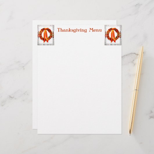 Fall Wreath Thanksgiving Menu (Voorkant / Achterkant in situ)