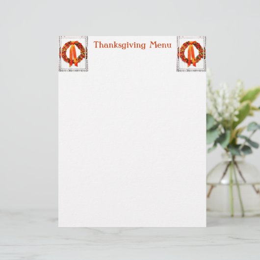 Fall Wreath Thanksgiving Menu (Staand voorkant)