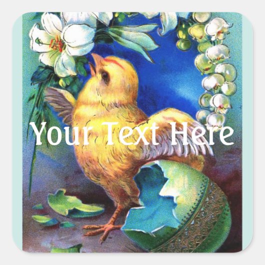Falla Happy Easter Chick Vierkante Sticker (Voorkant)