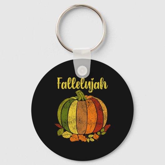 Fallelujah Fall Pumpkin Retro Distressed Autumn Ha Sleutelhanger (Voorkant)