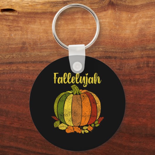 Fallelujah Fall Pumpkin Retro Distressed Autumn Ha Sleutelhanger (Voorkant)