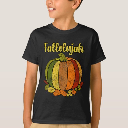 Fallelujah Fall Pumpkin Retro Distressed Autumn Ha T-shirt (Voorkant)