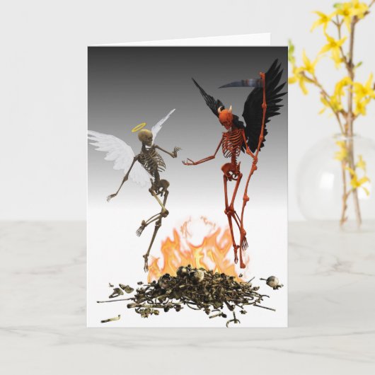 Fallen Angel Demon Devil Halloween Kaart (Gele Bloem)