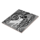 Fallen Angel Gray Monochrome Tegeltje (Zijkant)
