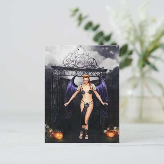 Fallen Angel Halloween Briefkaart (Staand voorkant)