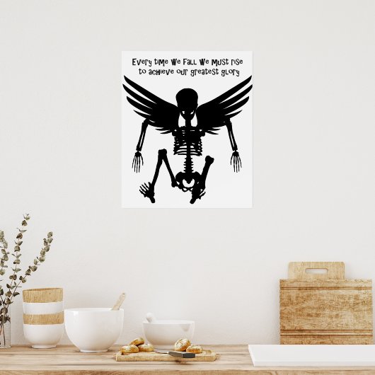 Fallen Angel Skeleton citeert Wise Words Art Poster (Keuken)