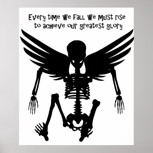 Fallen Angel Skeleton citeert Wise Words Art Poster (Voorkant)