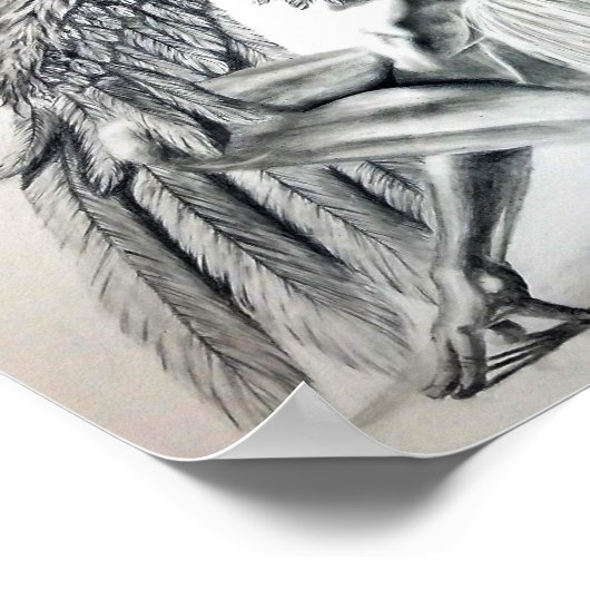 Fallen Angel Yoga Pose Drawing Poster (Hoek)
