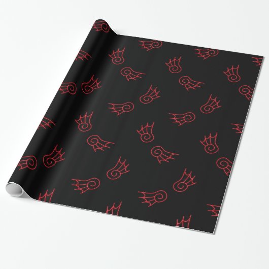 Fallen Chibi Demon Wings Cadeaupapier (Uitgerold)
