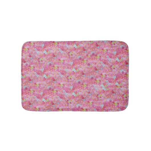 Fallen Chirimen Floral Pink Badmat (Voorkant)
