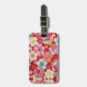 Fallen Crimson Floral Chirimen Bagagelabel (Voorkant verticaal)