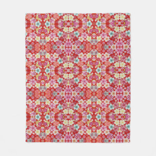 Fallen Crimson Floral Chirimen Fleece Deken