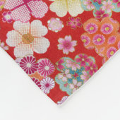 Fallen Crimson Floral Chirimen Fleece Deken (Hoek)