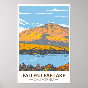 Fallen Leaf Lake Californië in herfst vintage Poster