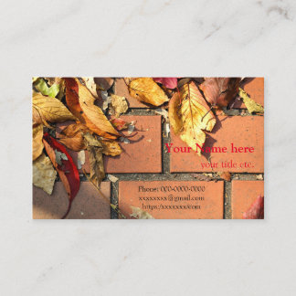 fallen leaves autumn colors, business card 落ち葉 秋 visitekaartje