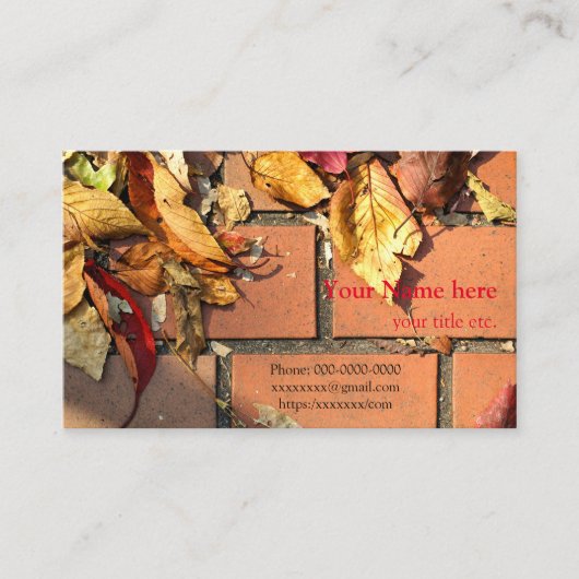 fallen leaves autumn colors, business card 落ち葉 秋 visitekaartje (Voorkant)