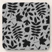 Fallen Leaves Big Pattern Black op grijs Bier Onderzetter (Voorkant)