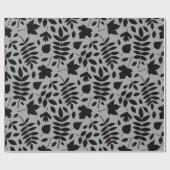 Fallen Leaves Big Pattern Black op grijs Cadeaupapier (Vlak)
