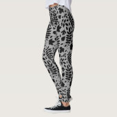 Fallen Leaves Big Pattern Black op grijs Leggings (Links)