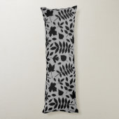 Fallen Leaves Big Pattern Black op grijs Lichaamskussen (Achterkant (Verticaal))