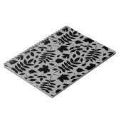 Fallen Leaves Big Pattern Black op grijs Notitieboek (Linkerzijde)
