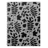 Fallen Leaves Big Pattern Black op grijs Notitieboek (Voorkant)