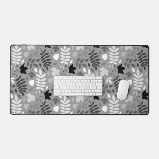 Fallen Leaves Big Pattern Monochrome op grijs Bureaumat (Keyboard & Muis)