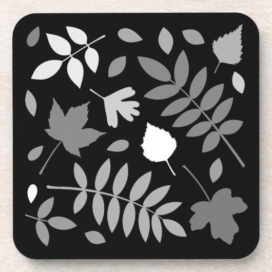 Fallen Leaves Design Grijzen Wit Zwart Bier Onderzetter (Voorkant)