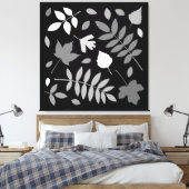 Fallen Leaves Design Grijzen Wit Zwart Canvas Afdruk (Insitu (Slaapkamer))