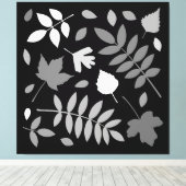 Fallen Leaves Design Grijzen Wit Zwart Canvas Afdruk (Insitu (Houten vloer))