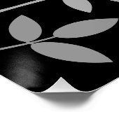 Fallen Leaves Design Grijzen Wit Zwart Perfect Poster (Hoek)
