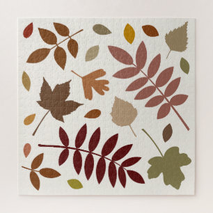 Fallen Leaves Design herfstkleuren op crème Legpuzzel