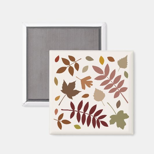 Fallen Leaves Design herfstkleuren op crème Magneet (Voorkant / Achterkant)