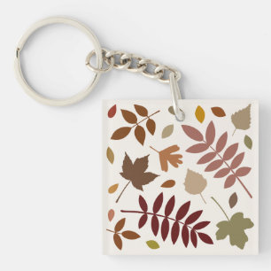 Fallen Leaves Design herfstkleuren op crème Sleutelhanger