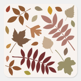 Fallen Leaves Design herfstkleuren op crème Vierkante Sticker