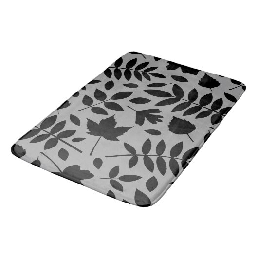 Fallen Leaves LG Pattern Zwart op Grijs Badmat (Gekanteld)