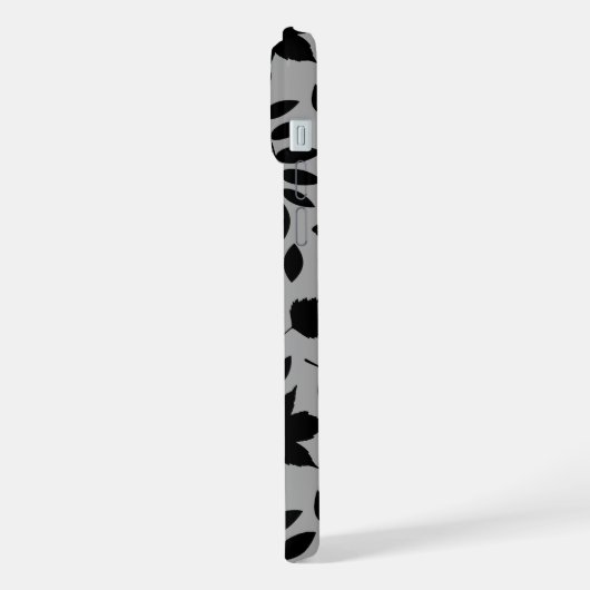 Fallen Leaves LG Pattern Zwart op Grijs iPhone Hoesje (Linkerkant)