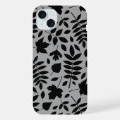 Fallen Leaves LG Pattern Zwart op Grijs iPhone Hoesje (Achterkant)