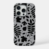 Fallen Leaves LG Pattern Zwart op Grijs iPhone Hoesje (Achterkant)
