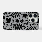 Fallen Leaves LG Pattern Zwart op Grijs iPhone Hoesje (Achterkant horizontaal)