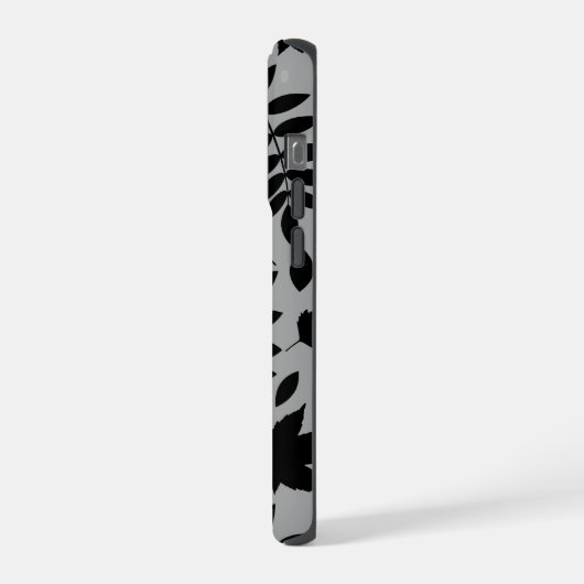 Fallen Leaves LG Pattern Zwart op Grijs iPhone Hoesje (Linkerkant)