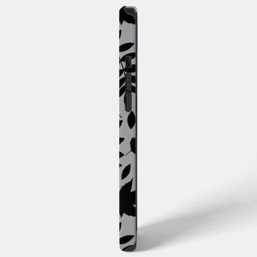 Fallen Leaves LG Pattern Zwart op Grijs iPhone Hoesje (Linkerkant)