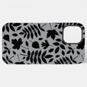 Fallen Leaves LG Pattern Zwart op Grijs iPhone Hoesje (Achterkant horizontaal)