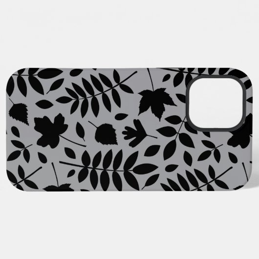 Fallen Leaves LG Pattern Zwart op Grijs iPhone Hoesje (Achterkant horizontaal)