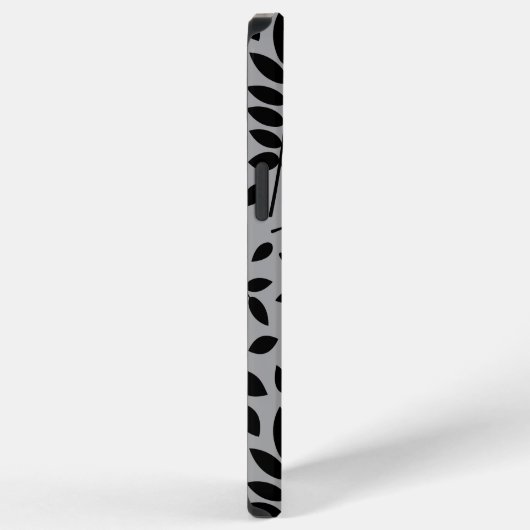 Fallen Leaves LG Pattern Zwart op Grijs iPhone Hoesje (Rechterkant)