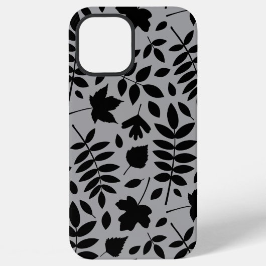 Fallen Leaves LG Pattern Zwart op Grijs iPhone Hoesje (Achterkant)